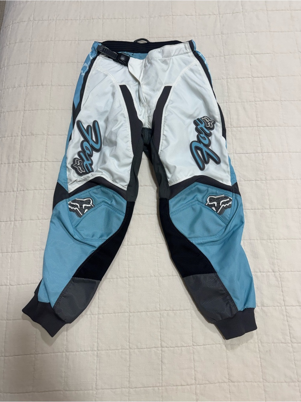 Fox Light Blue and White Motocross 180 Pants youth size 10 genders neutral